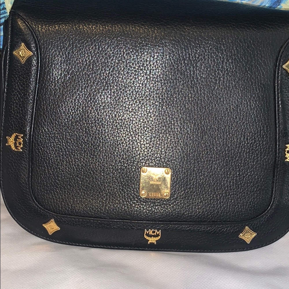 MCM Vintage Black Crossbody Bag with Gold Accents - Picture 7 of 8
